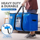 TAILI Extra Large Moving Bags, 10 Pack Blue Heavy Duty Totes For Storage with Visible Window, Wrap Around Handles, Storage Bags for Space Saving, Alternative to Moving Boxes by TinyTreasures Baby Boutique