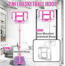 Kids Basketball Hoop with Stand, Adjustable Basketball Set, Toddler Basketball Toys for Boys Age 3 4 5 6 7 8, Indoor Outdoor Backyard Sport Game Gifts Pink by TinyTreasures Baby Boutique