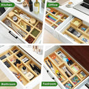 Bamboo Drawer Organizer Set, 9 PCS Multi-Use Individual Wood Storage Organizers, Junk Drawer Divider and Storage Trays Containers for Kitchen, Bathroom, Office Desk, Makeup, Jewelry, Utensils by CozyNest Decor