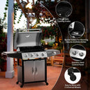 MASTER COOK 4 Burner Gas Grill, 52,000 BTU Cabinet Style Grill, Propane Grill, with Side Burner, Built with Stainless Steel by GreenHaven Gardens