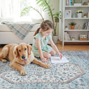 DCX Machine Washable Blue and Beige Area Rugs 5x7, Non Slip Stain Resistant Vintage Floral Rug for Living Room Bedroom Nursery, Soft Low Pile Large Carpet by CozyNest Decor