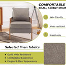 HAOBO Home Mid Century Modern Accent Chair Upholstered Living Room Chairs Armchair with Rattan Armrest Comfy Reading Chair with Wood Frame Lounge Side Chair with Waist Cushion by CozyNest Decor