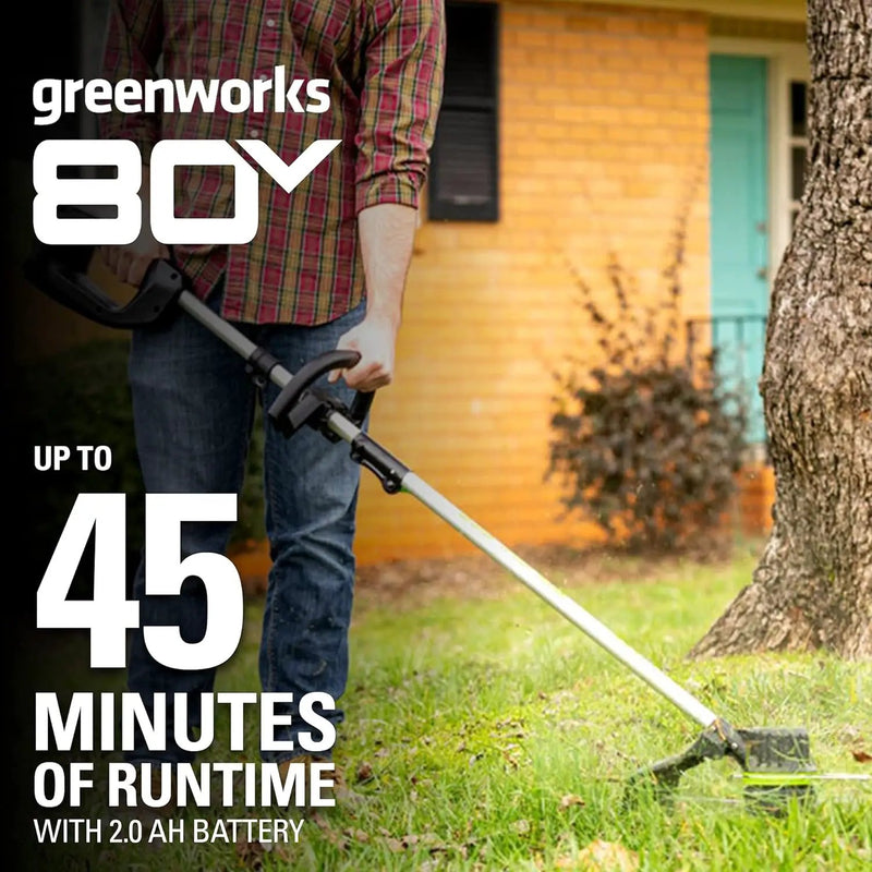 Greenworks 80V 16 inch Brushless String Trimmer, 2.0Ah Battery & Rapid Charger Included, ST80L210, photo 3 of 6