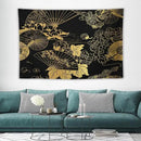 HZOHNAGO Japanese Tapestry Gold Flowers Umbrella Fan Pattern Printed Wall Tapestry Painting Wall Hanging for Bedroom Living Room Dorm 60" W x 40" H by CozyNest Decor