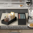 Kitchen Drawer Organizer Bins, Stackable Bamboo Drawer Organizer for Silverware, Coffee Pod Organizer K Cup Holder for Countertop, 2 Pcs Coffee Station Organizer Black 12" x 6" x 2.5" by CozyNest Decor