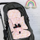 Infant Car Seat Insert and Strap Covers, Very Soft Car Seat Head Support Baby Girl Boy, Reversible Newborn Carseat Insert Cushion Fits for Stroller, Baby Swing, Bouncer (Pink Rainbow) by TinyTreasures Baby Boutique