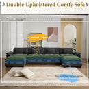 URRED Modular Sectional Sofa Comfy Cloud Couch, Modern Velvet Sofa Sleeper Deep Seat Couches with Ottoman/Pillows for Living Room (Dark Gray, 154'' - U Shape) by CozyNest Decor