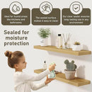 Floating Shelves Wall Shelf 40 Inch, 8 Inch Deep Floating Shelf for Wall, Farmhouse Black Wood Shelves Invisible Bracket for Living Room, Bedroom, Kitchen, 40 x 8 x 1.4 Inch, Set of 2, Oak Color by CozyNest Decor