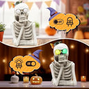 Halloween Skeleton Light Statue, Scary Resin Skull Figurines with Light Up Eyes Decorations for Home Table Kitchen Party Battery Operated Skull Lighting Changes Decor by CozyNest Decor