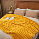 NEWCOSPLAY Faux Fur Twin Blanket Mustard Yellow 3D Ribbed Plush Thick Warm Blanket for Couch Sofa Bed 850GSM (Mustard Yellow Ribbed, Twin(60"x80")) by CozyNest Decor