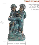 Alpine Corporation 15" Tall Indoor/Outdoor Girl and Boy Reading Together Statue Yard Art Decoration by GreenHaven Gardens