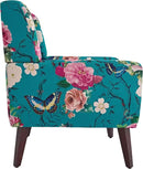 UIXE Floral Accent Chair, Modern Upholstered Armchair in Fabric for Living Room, Comfy Club Arm Chairs Single Sofa Button Tufted Bedroom Reading Seat - Pattern Blue, Set of 2 by CozyNest Decor