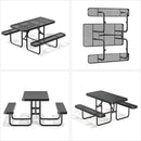 4FT Metal Picnic Tables for Outdoors, Commercial Rectangular Picnic Table and Bench Set for Outside, Patio, Garden, Backyard, Porch, Surface Mount, Black by GreenHaven Gardens