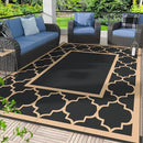 GENIMO 5' x 8' Outdoor Rug Waterproof for Patio Decor, Foldable Reversible Plastic Straw Area Rugs Mat for Camper, Outside Carpet for Rv, Deck, Porch, Picnic, Beach, Balcony, Black & Brown by CozyNest Decor