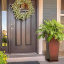 WORTH Garden 28" Large Metal Glazed Planter Set of 2, Luxurious Glossy Finish Red Tall Square Tapered Steel Plant Pots, Decor Flower Pot Indoor & Outdoor, Drainage Hole & Dual-Purpose Plant Saucer by GreenHaven Gardens