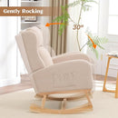 Rocking Chair Nursery, Nursing Rocking Chairs for Mom Nursery, Comfy Wingback Glider Rocking Armchair with Side Pocket for Nursery Living Room Bedroom, Khak by TinyTreasures Baby Boutique
