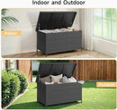 158 Gallon XL Deck Box with Lid, All Weather Wicker Outdoor Storage Box Waterproof, Large Outdoor Patio Storage Bin for Cushions, Garden Tools, Gears, Pool Accessories, Black by CozyNest Decor
