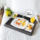 Wood Serving Tray with Handles, Home Decorative Wooden Rectangle Ottoman Decor Platter Vanity Tray for Breakfast Dinner Drinks Kitchen Dining Living Bathroom Restaurants Black by CozyNest Decor