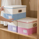 PRANDOM Collapsible Storage Bin with Lid [3-Pack] Fabric Foldable Storage Box Organizer Container Basket Cube with Cover for Home Bedroom Closet Office Nursery Purple&Cream(14.9x9.8x9.8) by CozyNest Decor