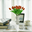 Mandy's Artificial Tulips 20 Stems Terracotta PU Faux Flowers for Wedding Home Decor 13.5 Inch by CozyNest Decor