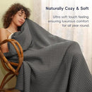 PHF Ultra Soft Waffle Weave Throw Blanket 50"x 60"- Washed Lightweight Breathable Cozy Woven Blanket for Bed - Aesthetic Decor for Couch Bedding Sofa Home Car - Grey by CozyNest Decor