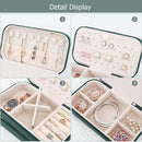 DesignSter Small Travel Jewelry Box with Double Zipper, 2 Layers PU Portable Jewelry Case for Women and Girls,Travel Jewelry Organizer for Rings, Earrings, Necklaces, Bracelets,Dark green by TinyTreasures Baby Boutique