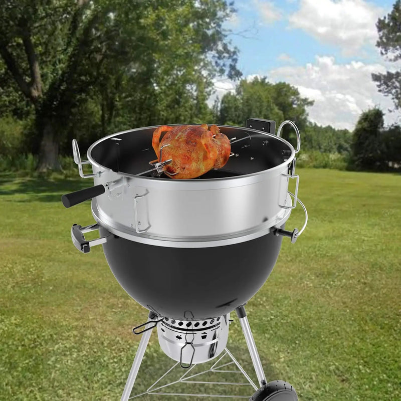 onlyfire Stainless Steel Multi-purpose Rotisserie and Pizza Combo Kit for Weber 22-Inch Kettle Charcoal Grills - Include Pizza Peel and Pizza Stone, photo 6 of 6
