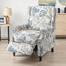 UIXE Pushback Recliner Chair, Push Back Accent Chair Fabric Upholstered Armchair for Living Room, Rivet Trim Home Theater Single Sofa Bedroom Reading Seat - Blue Plants by CozyNest Decor