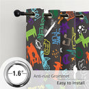 Kids Teen Graffiti Space Blackout Curtains - 100% Blackout, Thermal Insulated, Noise Reducing, Perfect for Kids Room and Nursery, 2 Panels (Graffiti Space Vibes, W52×L84) by TinyTreasures Baby Boutique