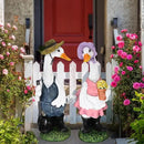 Porch Goose Statue with Outfits Large Garden Sculpture Home Outdoor Decorations Lawn Resin Big Duck Figurine Outside Yard Geese Decor Life Size Farmhouse Duckling Couple Dress Up by GreenHaven Gardens