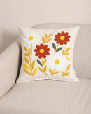 Throw Pillow Cover with Sunflower Embroidery – 18x18 inch Handmade Punch Needle Cushion – 100% Cotton Decorative Pillow for Couch, Bed or Living Room – Boho Floral Home Decor by CozyNest Decor