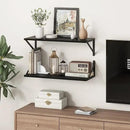 Deep Black Floating Shelves for Wall, 24"W x 10"D Wall Shelves Set of 2, 10 Inch Deep Floating Shelf with Brackets, Wide Display & Storage Shelves for Books, Living Room, Kitchen, Bathroom by CozyNest Decor