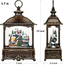 Christmas Snow Globe Lantern Christmas Decorations Gifts Snowy Village Scene Snowman Church Cabin Train Musical Glitter Snowfall USB/Battery Timer 12 inch by CozyNest Decor