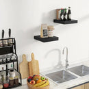Fun Memories Floating Shelves for Wall 10 Inch, 10 Inch Deep Square Wall Shelves, Bathroom Storage Shelves Over Toilet, Wood Floating Shelves for Living Room Bedroom, Black, Set of 2 by CozyNest Decor