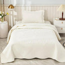 MarCielo 3-Piece 100% Cotton Oversized Bedspread Lightweight Quilt Coverlet Embroidery Farmhouse Bedding Set T0 (Bright White, Twin (68"x86")) by CozyNest Decor