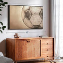 Elephant Stock Worn Soccer Ball Wall Art - Horizontal Framed Canvas - 1-Piece Living Room Wall Decor - Photography sports Canvas Print - Brown and Gray Decor for Wall - 43" X 29" by CozyNest Decor