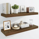 Marsmiles 30" Floating Shelves for Wall, Wooden Shelves with Invisible Brackets Set of 2, Rustic Farmhouse Wall Mounted Shelf for Kitchen Bathroom Living Room Study, Walnut by CozyNest Decor