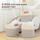 danpinera 11 Inch Storage Baskets, Woven Baskets for Organizing, 3 Pack Storage Cubes for Shelves, Closet, Nursery with Removable Leather Handles, White & Mixed Brown by TinyTreasures Baby Boutique