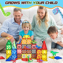 102PCS Dinosaur Toys Magnetic Tiles with 8 Dinosaurs - Jurassic Scenes Dinosaur World Adventure Set, Magnetic Blocks Kids Toys for Boys & Girls Ages 3+, Sensory Toddler Creative Kids Games Gifts by TinyTreasures Baby Boutique