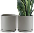 D'vine Dev Set of 2 Plants Pots, 10 Inch Ceramic Planter Pot for Plants with Drainage Hole and Saucer, Speckled Grey, 94-V-E-3 by GreenHaven Gardens