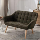48" Small Loveseat Sofa, Modern Sherpa Mini Sofa Couch 2-Seater Fluffy Love Seat with Quilting Backs and Wood Legs for Living Room, Bedroom and Small Space, Green by CozyNest Decor