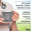 DISCOUNT PROMOS Custom Ceramic Campfire Coffee Mugs 13 oz. Set of 100, Personalized Bulk Pack - Perfect for Tea, Espresso, Cappuccino, Hot Cocoa - Grey by TinyTreasures Baby Boutique