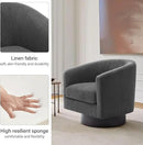 Swivel Barrel Accent Chair, Modern Round Corduroy Fabric Arm Chair for Living Room, Bedroom, Comfy Club Reading Chairs for Adults (Corduroy Grey, Set of 2) by CozyNest Decor