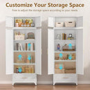 Kitchen Cabinet, 90" Tall Metal Pantry Cabinet, Freestanding Cupboards with One Drawer, Food Storage Cabinets for Dining, Living Room, White, 16" D x 32" W x 90" H, Assembly Required by CozyNest Decor