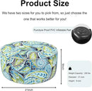 Inflatable Ottoman Stool D21 xH9 for Outdoor/Indoor Use, Water Repellent Patio Foot Rest with Portable Handle,Round Pouf Ottoman Suitable for Garden,Deck and Camping - Paisley Lapis Green by CozyNest Decor