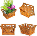 Sungmor Heavy Duty Cast Iron Planter Basket w/Non-Woven Growing Bag, Unique Shape & Beautiful Pattern Design, Hollow Orchid Flower Pot Garden Tools Holder, Full Rusted French Country Decor Container by CozyNest Decor