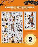 Halloween Window Clings - 9 Sheets 213 Pcs Happy Halloween Window Decorations Indoor for Home Party Eyes Pumpkin Ghost Bats Witch Stickers for Glass Double-Sided Removable Static Glass Decals by CozyNest Decor