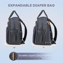 RUVALINO Diaper Bag Backpack-Expandable Baby Bag with up to 50% Capacity -Baby Essentials Bag with Changing Pad Insulated Bottle Holders & Pacifier Case, Waterproof, Dark Gray XL by TinyTreasures Baby Boutique