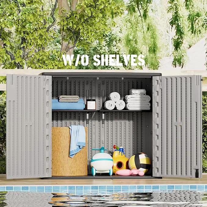 Large Outdoor Storage Box,Resin Sheds&Outdoor Storage Waterproof/Lockable,Outdoor Storage Cabinets for Balcony,Garage,Backyard (37Cu.ft-Pale Grey), photo 5 of 7