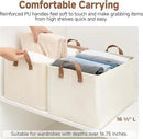 StorageWorks Storage Bins, Shelves Baskets for Organizing, Large Fabric Closet Organizers with Handles, Metal Frame, Beige（Texture）, 2-Pack by CozyNest Decor